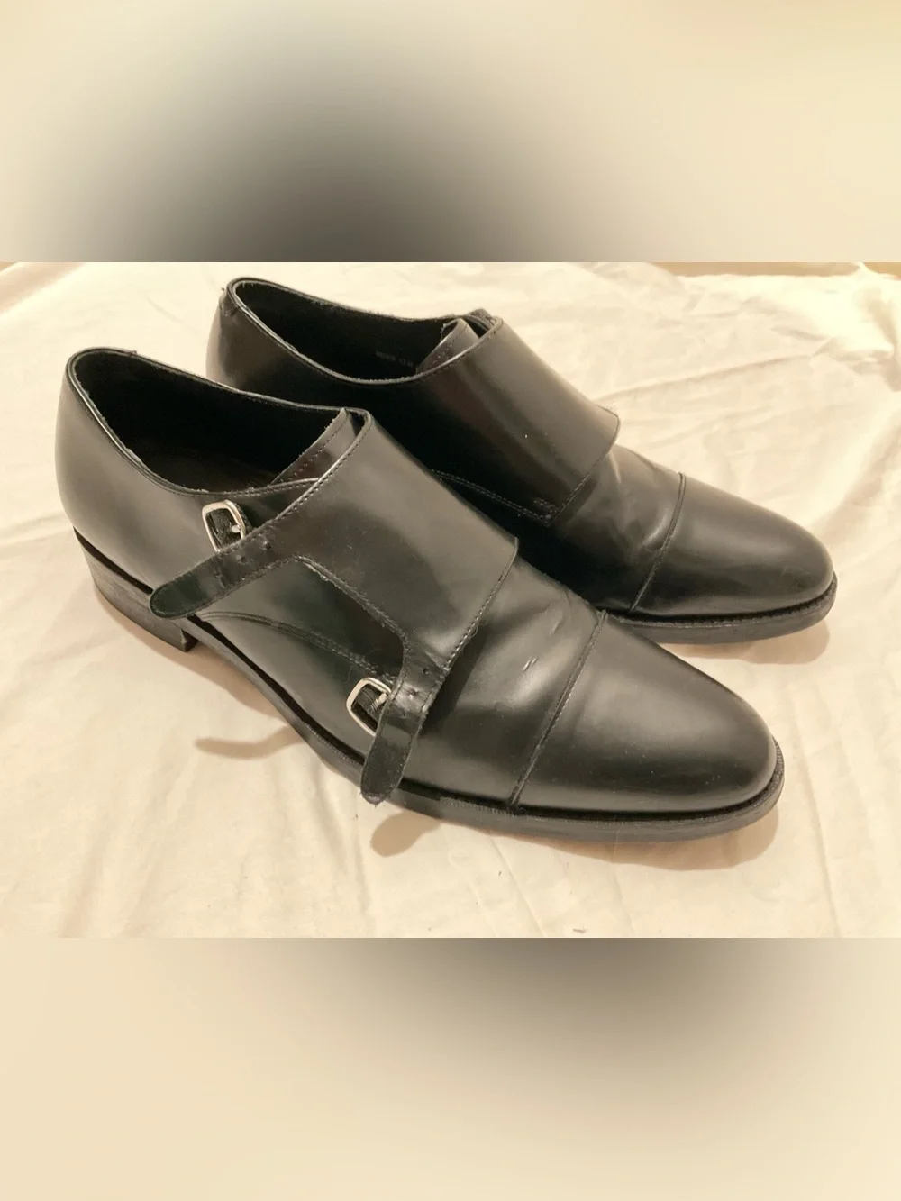 Cole Haan Black Leather Shoes 13 with Monk Strap